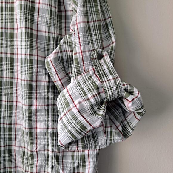 L.L. Bean PFG Multicolored Plaid Shirt w/ Roll Tab Sleeves - Men Size M - Picture 12 of 14